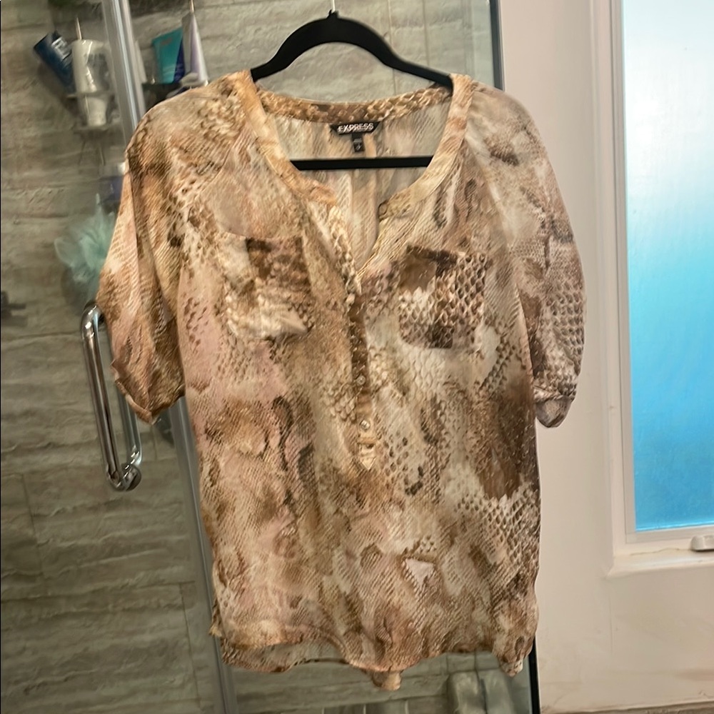 Express Women's Beige Snake Print Blouse